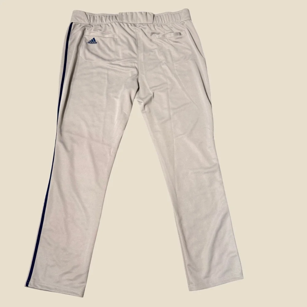 NWT Adidas Icon Pro Piped Baseball Pants Mens 3XL Grey Navy NEW GU5565 Open Hem